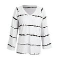 thumbnail image 2 of Newway Pullover Top T-Shirt Loose and Casual Stripe Raglan Sleeve Long Sleeve Long Sleeve Shirt Autumn/winter V-neck Print Top, 2 of 7
