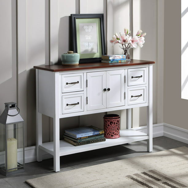 Entryway Wood Narrow Console Table, Narrow Console Cabinet With Storage