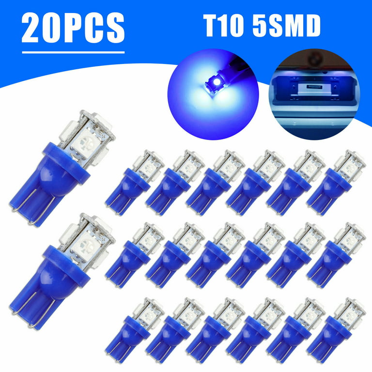 LED 5x 5050 SMD socket T10, W5W - Blue, 24V