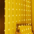 thumbnail image 3 of Cortina de luz LED de PVC con cascada de 300 LED, 3 x 3 m, lluvia de meteoritos, luz de lluvia, cortina de ventana con flujo de agua, luz de carámbano para decoración de bodas, 3 of 5