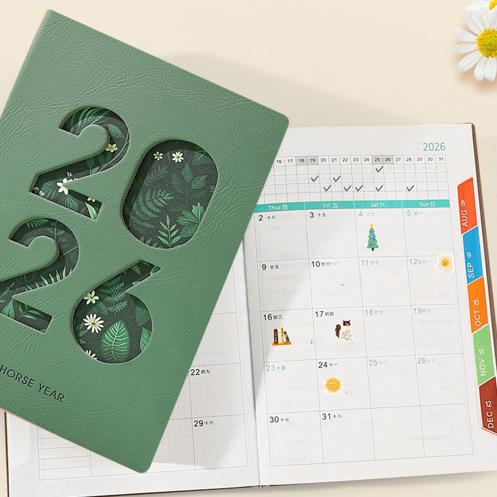 Nilvkv 2026 Planner Notebook, A5 Schedule Notebook with Faux Leather Cover Lay Flat Coil Binding for Daily Notes School Office Use Daily Planner 2026