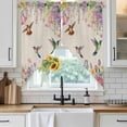 thumbnail image 6 of Watercolor Flowers Swag Valances for Windows, Kitchen Curtains 36 Inch Length 2 Panels Set, Spring Hummingbird Butterflly Floral Beige Short Curtains for Small Windows Cafe Curtains 28"x36", 6 of 8