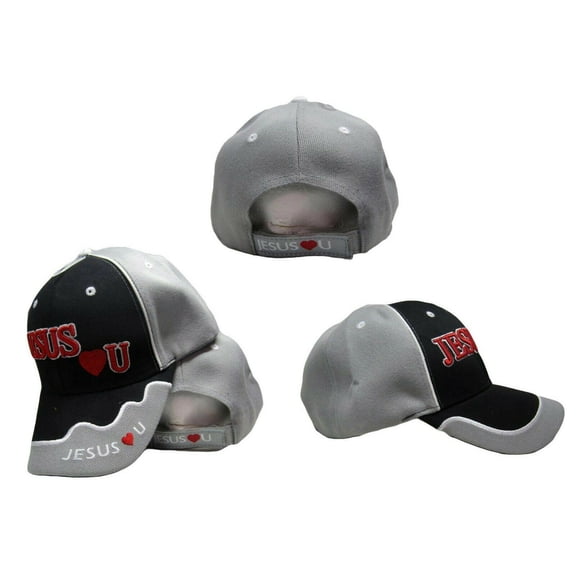 Jesus Hearts Loves You Christ Christian Grey Black Embroidered Cap CAP809 Hat