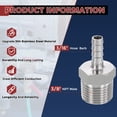 thumbnail image 2 of Uxcell Pack of 1, 304 Stainless Steel Hose Barbs Fittings 3/16" Hose Barbs to 3/8" NPT Male Fittings, Stainless Steel Hex Bars for Home Machines, Massage Bathtubs, and Irrigation Systems, 2 of 7