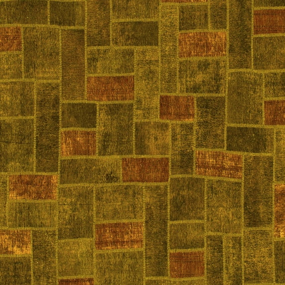 Ahgly Company Indoor Square Patchwork Yellow Transitional Area Rugs, 6' Square