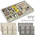 thumbnail image 2 of Velvet Jewelry Display Tray for Drawer Bracelet Earring Rings Jewelry Storage Box Organizer Case Holder Jewelry Display Boxes Beige- (1grid), 2 of 6