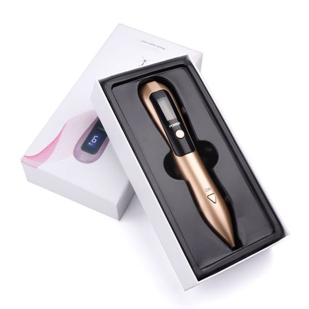 Plasma Mole Removal Pen with 9 Modes Adjustment & LED Screen Display, Portable Freckle Wart Removal Pen Dark Remover For Face Tag Skin Care Blackhead Removers , Gold