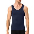 thumbnail image 2 of Men's Solid Color Compression Shirts Sleeveless Tank Top, Muscle Fit Workout Tops Quick Dry for Gym Running, Athletic Sports Baselayer & Casual Undershirt Navy XL, 2 of 5