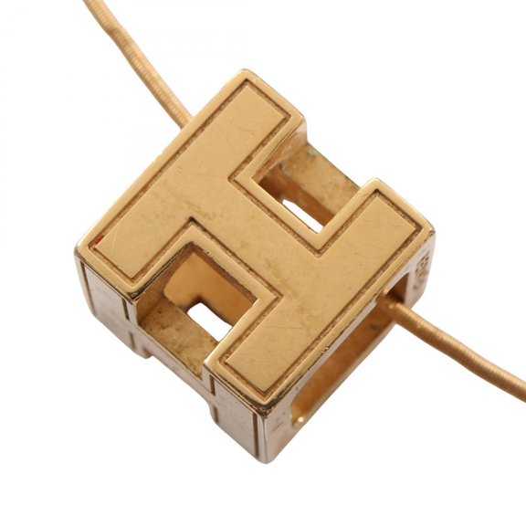 Pre-Owned Hermes Cage d'H H-Cube Necklace, Gold Plated (GP), Women's, Tone