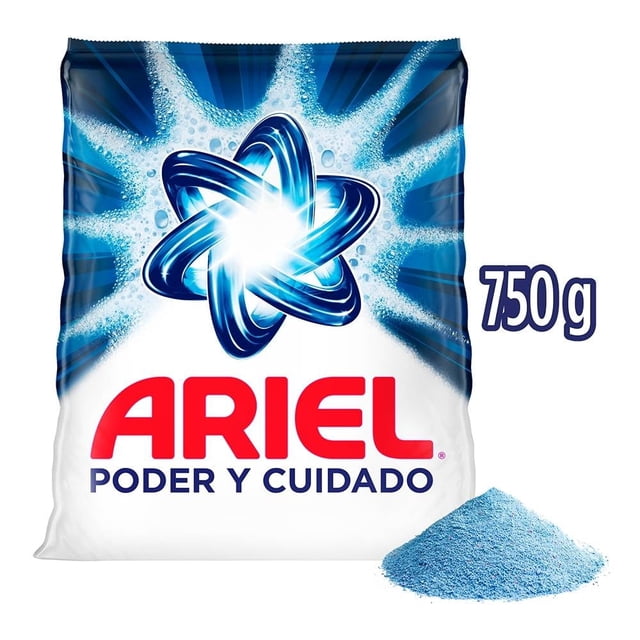 Detergente en polvo Ariel Poder y cuidado lava ropa blanca y de color 750 g