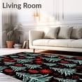 thumbnail image 2 of ODIKA 3'x5' Machine Washable Non-Slip Area Rug, Snowy Evergreen Forest with Festive Starburst and Pinecone Motifs High Traffic Rug, Black, 621308, 2 of 7