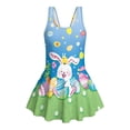 thumbnail image 4 of Uourmeti Easter-Themed Cartoon Bunny & Eggs Skirted One-Piece Swimsuit for Girls - Quick Dry, Stretchy Beach Swim Dress for Pool & Vacation, 4 of 8