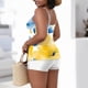 thumbnail image 4 of Traje de baño de 2 piezas para mujer, trajes de baño para mujer, conjunto de traje de baño informal de color liso extragrande con top dividido y relleno en el pecho para mujer, blusa de poliéster para, 4 of 6