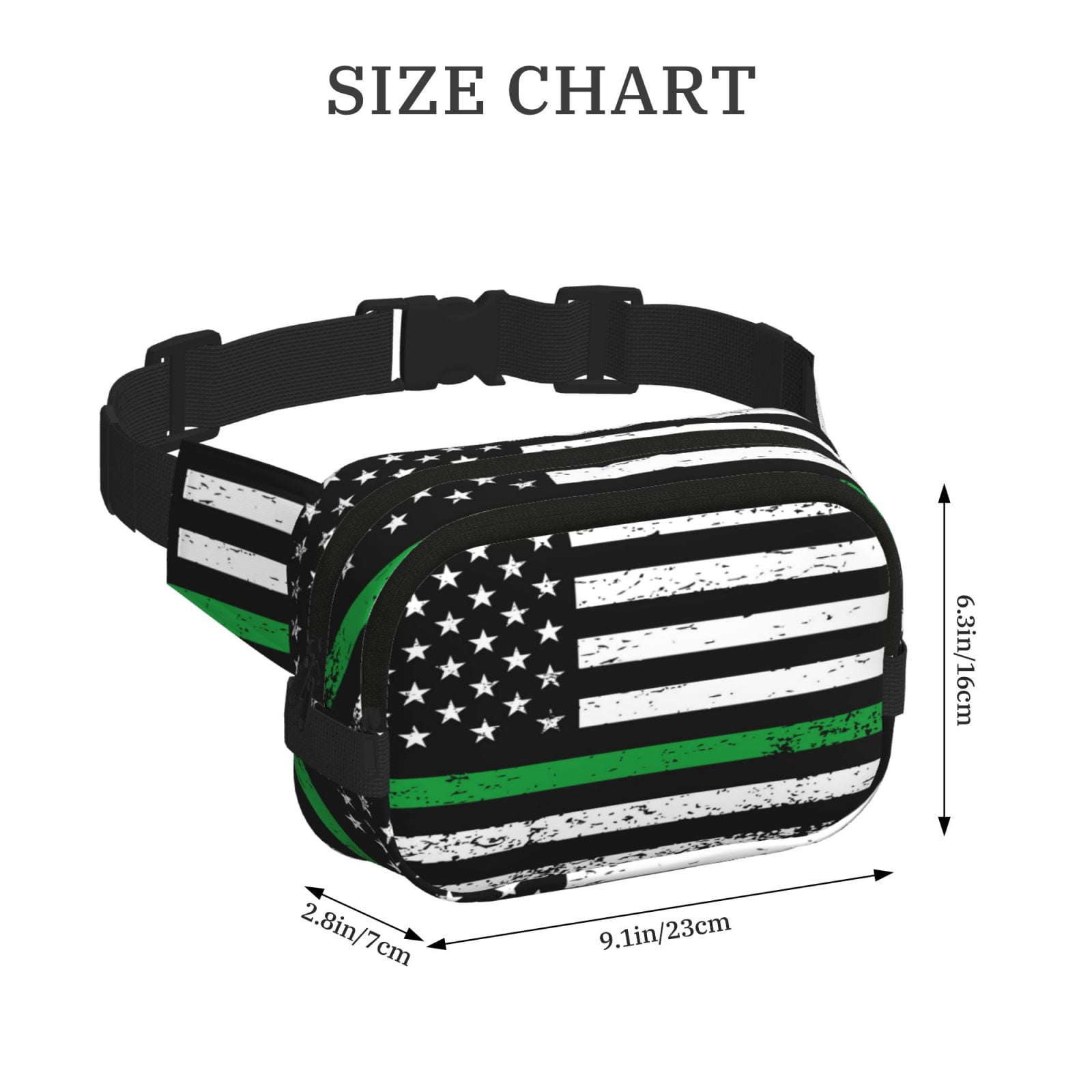 Fuzoiu American Flag Print Unisex Square Double Layer Waist Bag,Crossbody Fanny Pack Travel Workout Accessory