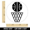 thumbnail image 2 of Basketball and Hoop Self-Inking Rubber Stamp Ink Stamper - Yellow Ink - Small 3/4 Inch, 2 of 7