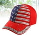 thumbnail image 5 of EeaseMX Gorra de béisbol con bandera estadounidense y patriotismo, con brillantes diamantes de imitación, para mujer (roja), 5 of 7