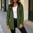 thumbnail image 6 of Iyufng Womens Hooded Corduroy Jackets Button Down Long Sleeve Casual Coat with Chest Pockets and Drawstring Hood, 6 of 9