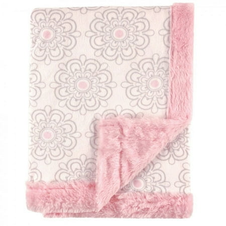 UPC: 0660168509236 | Hudson Baby Infant Girl Plush Blanket with Furry Binding and Back Modern Floral One Size