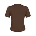 thumbnail image 4 of Tdoqot Womens Summer T Shirts- Slim Fit Crewneck Casual Summer Short Sleeve 2024 New Crop Tops Brown Size S, 4 of 5