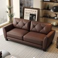 thumbnail image 4 of Loveseat Sofa Couch，Small Sofa Couch with Armest, 3-Seater Sofa for Living Room Bedroom Apartment,Genuine Leather （Brown Mix）, 4 of 6
