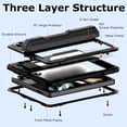 thumbnail image 3 of for Samsung Galaxy Z Fold 4 Metal Case with S Pen Holder, Military Rugged Heavy Duty Z Fold4 Case Built in Screen Protector Full-Body Drop Protection Kickstand Phone Case for Z Fold 4 - Black, 3 of 13