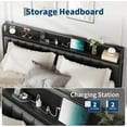 thumbnail image 4 of IdealHouse Queen Bed Frame with PU Faux Leather, Charging Station, Platform Storage, Soft Headboard, No Box Spring Needed, Black, 4 of 7