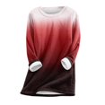 thumbnail image 4 of Gyujnb Women's Gradient Print Crew Neck Thermal Top, Lined Long Sleeve Casual Warm Layering Shirt for Fall Winter,#2 Red, 4 of 4