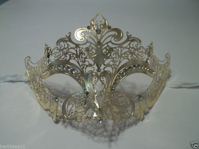 Elegant Gold w/ Rhinestones Venetian Laser Cut Masquerade Mask BD003GD Prom