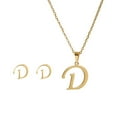 thumbnail image 1 of Fiudx Conjunto de Collar de Moda, Colgante con Letras En Inglés, Elegante Diseño de Aleación de Oro, Regalo para Mujer, Promoción Publicitaria, Inauguración de Casa, Cumpleaños, Pendientes Compactos, 1 of 2