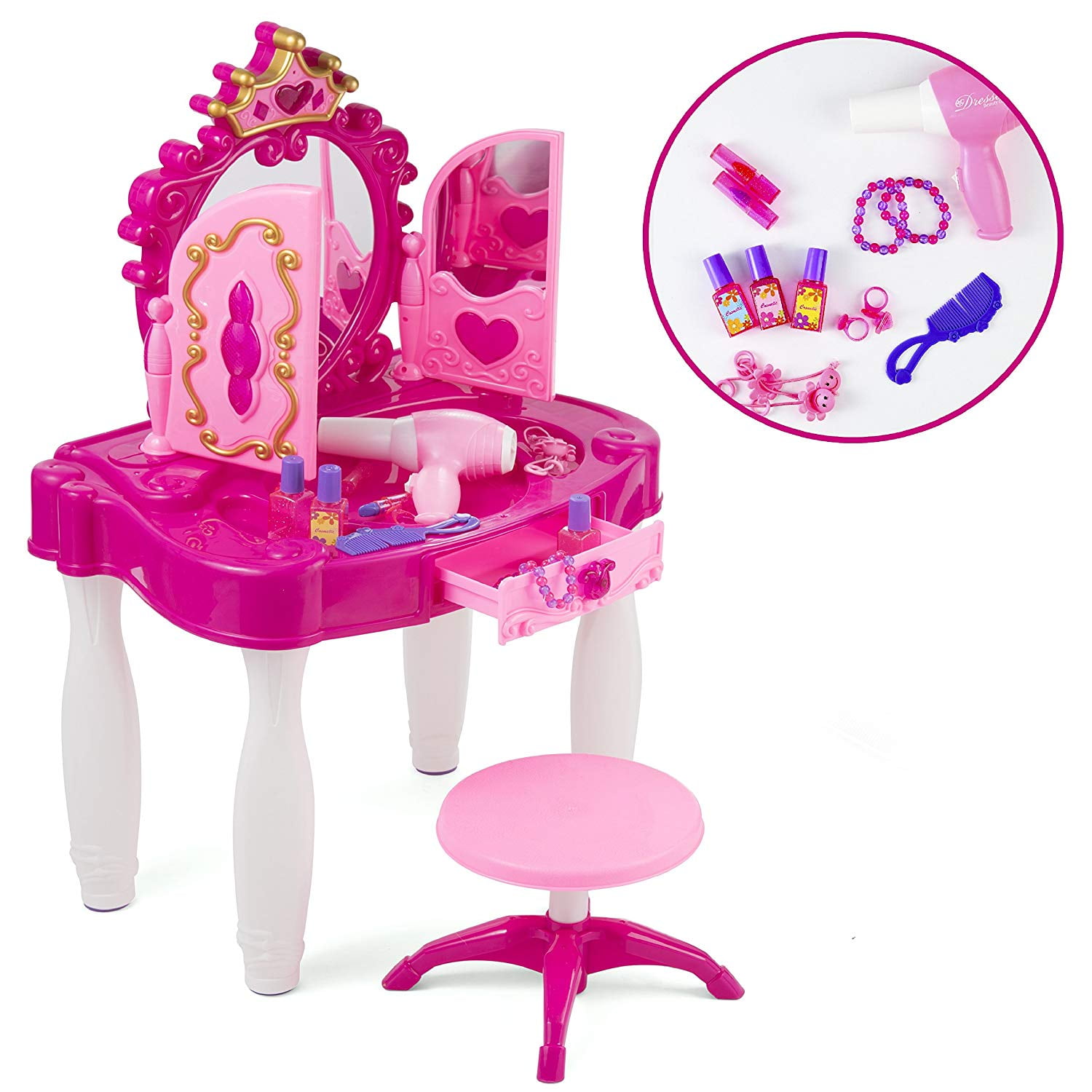 Girls Fashion Beauty Dressing Vanity Table With Mirror