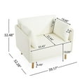thumbnail image 4 of Modern Upholstered Accent Chair with 2 Pillow,Solid Wood Arm Reading Lounge Lazy Sofa for Living Room Bedroom,Guest Room,White, 4 of 7
