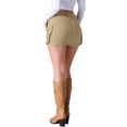 thumbnail image 3 of Faldas de mezclilla para mujer INSPIRE CHIC, con stretch, bolsillos, botones y diseño bodycon, mini skort de jean, 3 of 5