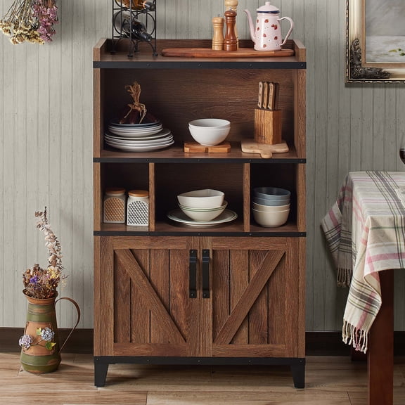 Bongard Wood Multi-Storage Buffet, Distressed Walnut