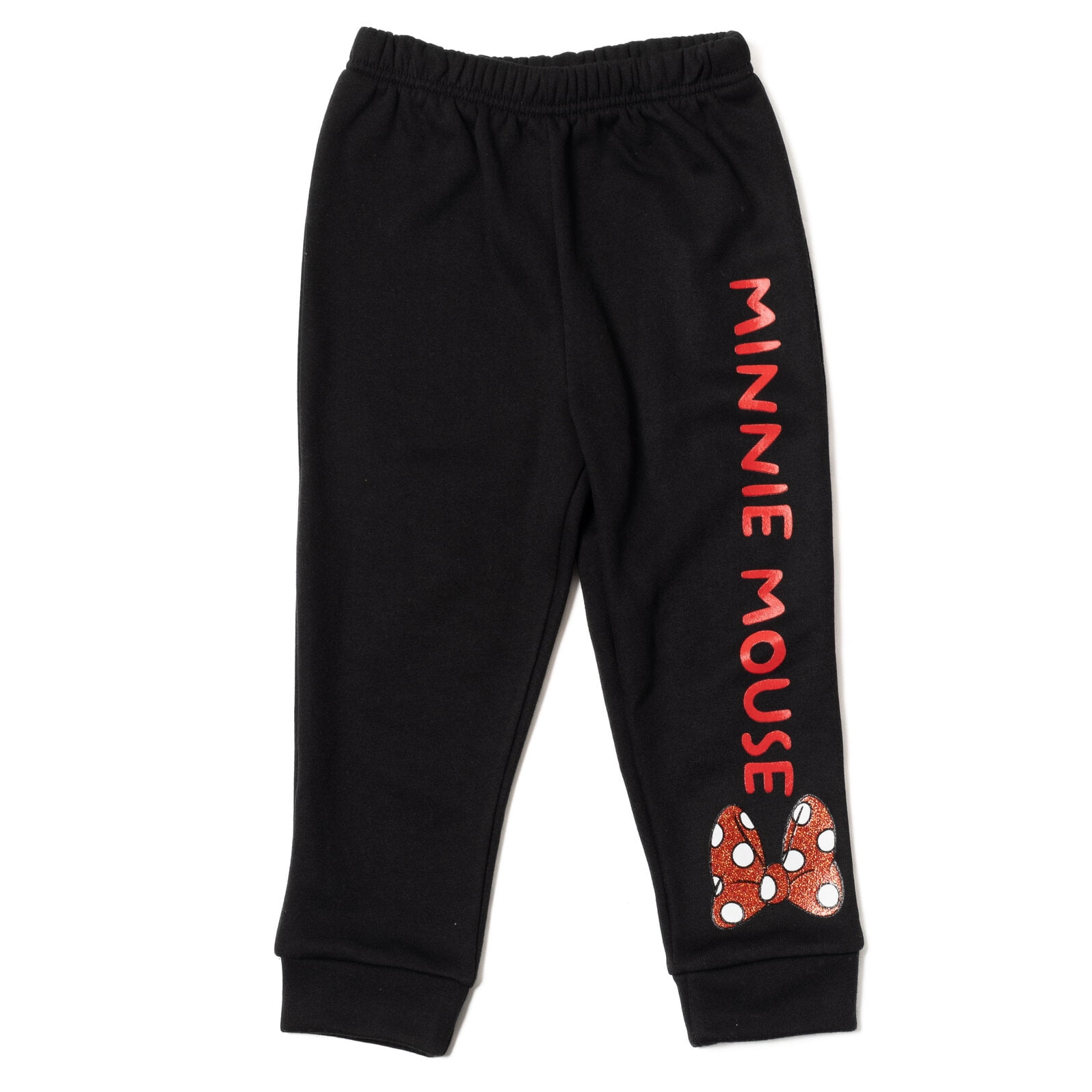 Disney Minnie Mouse Little Girls' 2-Piece Fleece Sweatshirt and Pants Set Red Black Minnie