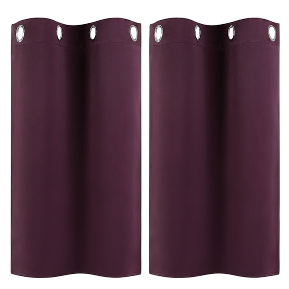 Unique Bargains Blackout Window Curtains Kitchen Panels Set of 2 Burgundy 29" x 36"