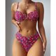 thumbnail image 3 of Traje de bikini Estampado Correas ajustables Cintura alta Elástico Transpirable Traje de baño de 2 piezas para fiesta en la piscina en la playa Rojo S, 3 of 6