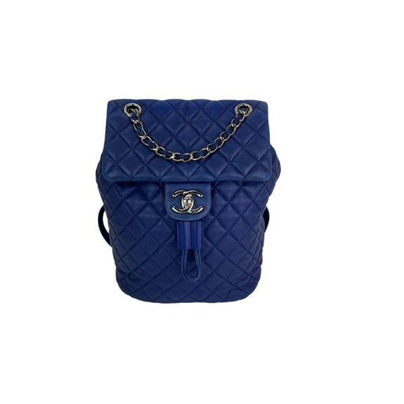 Pre-Owned Chanel Lambskin Quilted Small Urban Spirit Blue Backpack