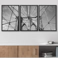 thumbnail image 3 of wall26 - 3 Piece Framed Canvas Wall Art - Brooklyn Bridge New York City, USA in Black and White - Modern Home Art Stretched and Framed Ready to Hang - 24"x36"x3 Black, 3 of 5