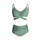 thumbnail image 3 of Sunloudy - Traje de baño de dos piezas para mujer, tops de bikini con tirantes finos de color sólido + bragas de bikini con estampado de leopardo Sunloudy S M L XL XXL, 3 of 6