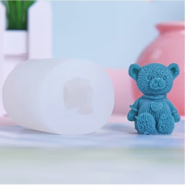 Molde de silicona con osito de peluche 3D for hacer velas y proyectos artesanales, perfecto for aromaterapia y adornos hechos a mano
