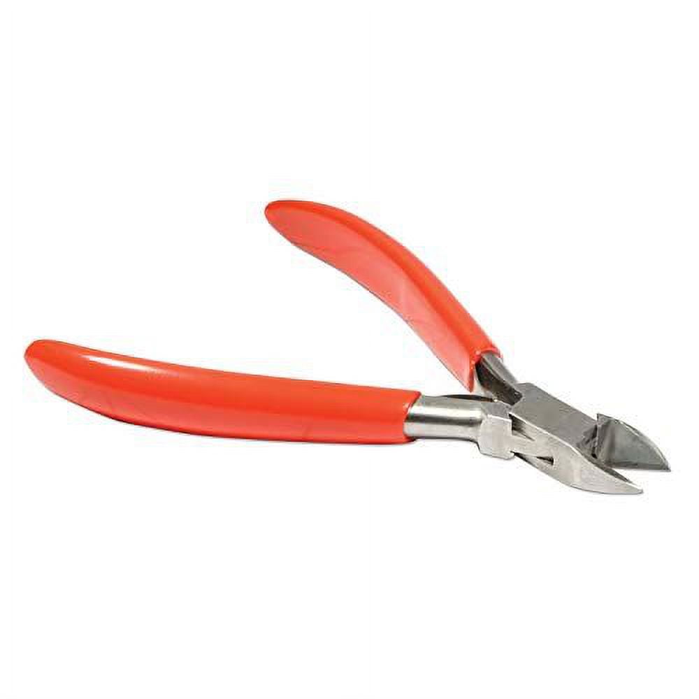 The Beadsmith Platinum Series German Semi-Flush Sidecutter, 4.75 inches (120mm) with Polished Steel Head, red PVC Comfort Grip Handle and Double-Leaf Spring, Tool for Jewelry Making