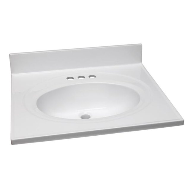 Solid White Cultured Marble Vanity Top - 25 x 22 in.