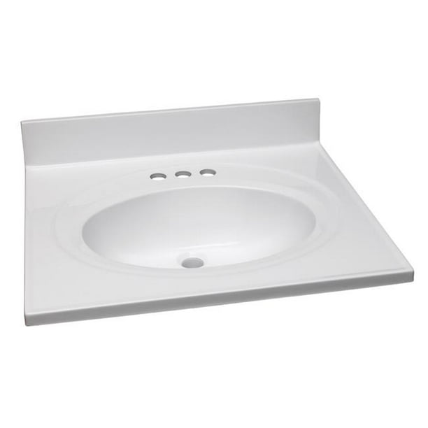 Solid White Cultured Marble Vanity Top 25 x 22 in.