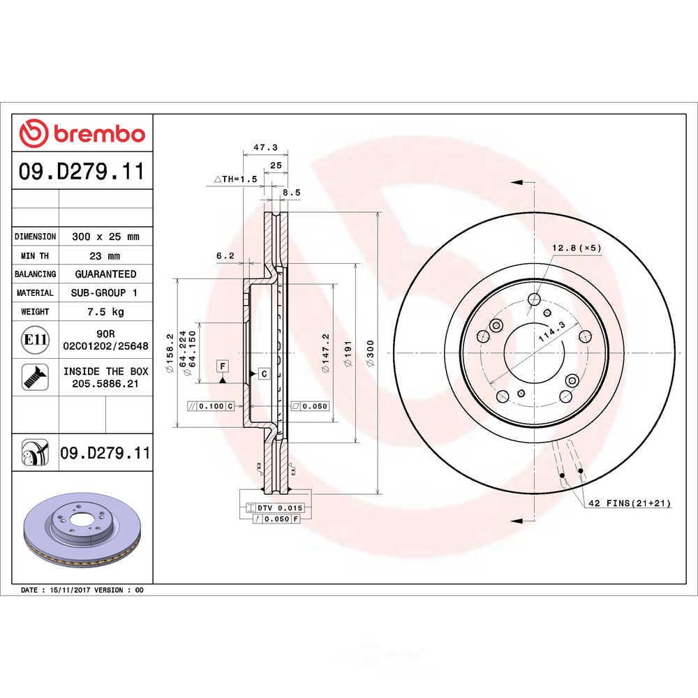 Brembo 09.D279.11 PRIME Disc Brake Rotor