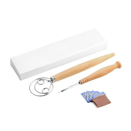 

Dough Whisk Curved French Bread Cutter with Wooden Handle Bread Making Tools