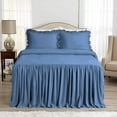 thumbnail image 2 of 4 Piece Long Ruffle Sheet Set, 30" Inch Long Ruffle On Corner Of The Flat Sheet, 21 Inch Deep Pocket, 100% Egyptian Cotton, 800 TC, Twin Size, Solid Medium Blue, 2 of 9