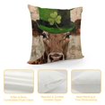 thumbnail image 4 of Ullo0ord Cow Throw Pillow Covers St. Patrick's Day Adorable Animals Dairy Cattle with Black Green Clover Shamrock Hat Pillow Cases Home Decor Watercolor Cushion Cover 24x24in, 4 of 5
