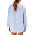 thumbnail image 5 of cocolona Womens Linen Blouses for Women Long Sleeve V Neck Striped Shirts Loose Casual Button Down Fall Tops, 5 of 6
