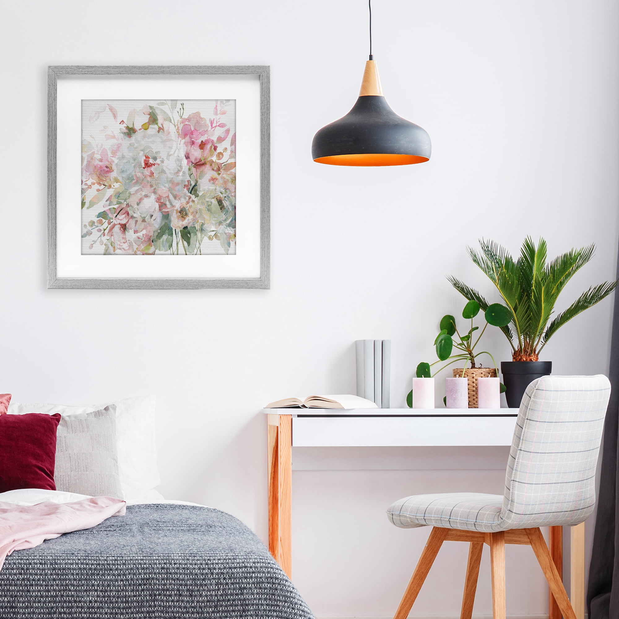 Stupell Industries Romantic Pastel Blossoms Gray Framed Print Under Glass, design by Carol Robinson