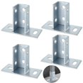 thumbnail image 1 of 4PCS Post Bases, 2 Slotted Hole Strut Channel Post Brackets, Galvanized Steel Post Floor Mounting System, Heavy Duty Fence Ground Mounting Brackets, 1 of 6